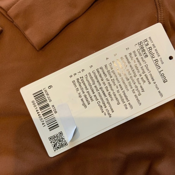 Lululemon It’s Rulu Run Long Sleeve Reflective Roasted Brown, size 6, MSRP$98 - Picture 2 of 4